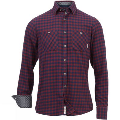 Camisa Brakeburn Gingham Flannel Hombre - Burdeos / Azul Marino - Chile HSQ192540